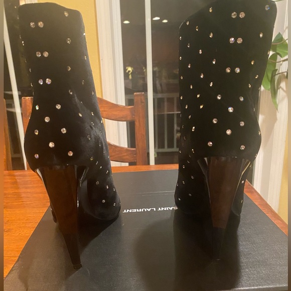 Saint Laurent Freja 105 Ankle Boot In Black Velvet size 41 - Picture 8 of 15